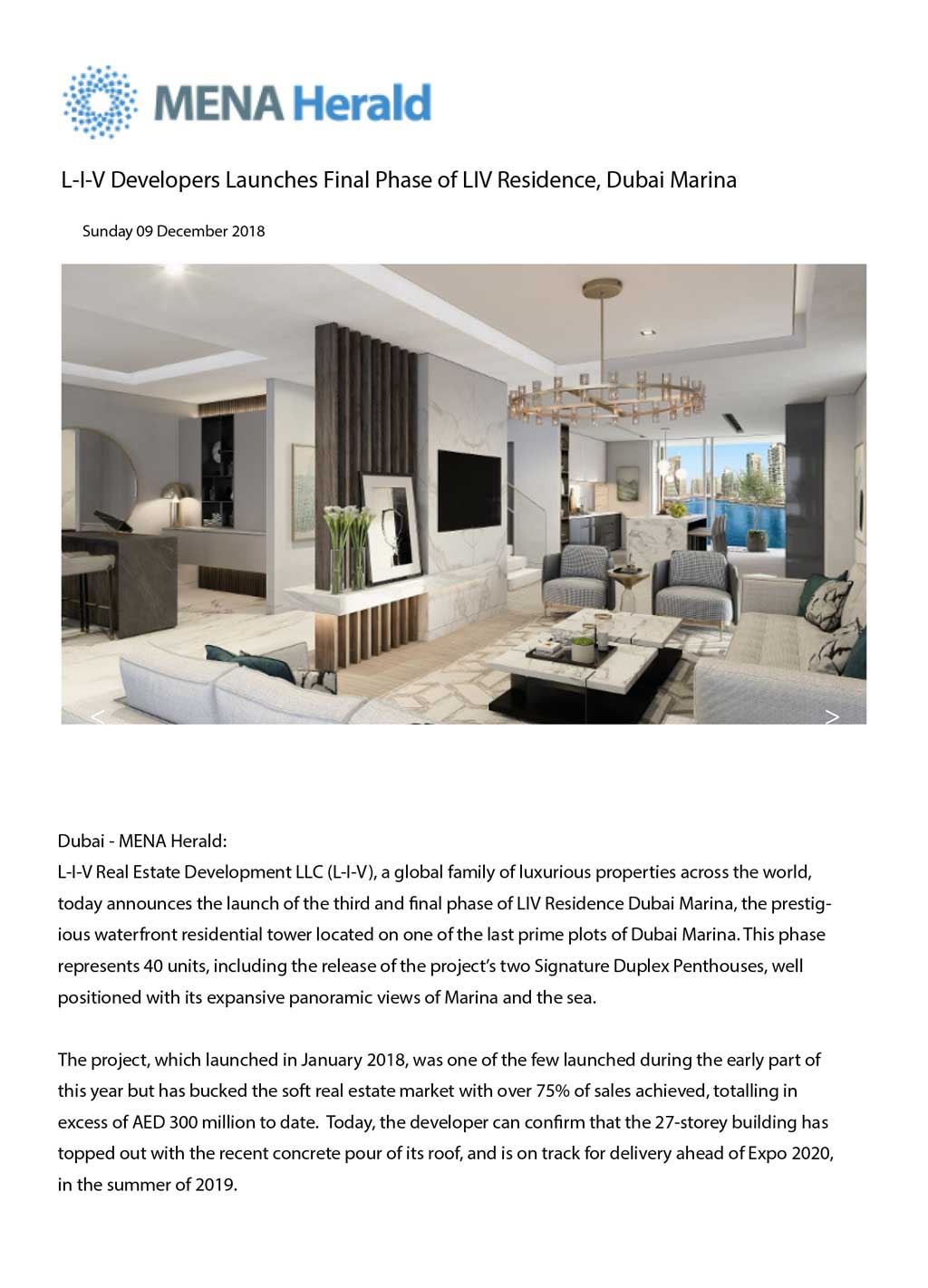 L-I-V Developers Launches Final Phase of LIV Residence, Dubai Marina